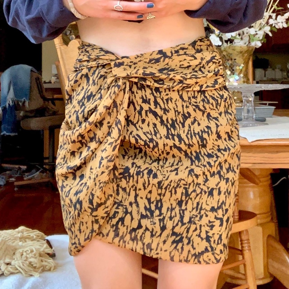 Zara Asymmetrical Black and Tan Skirt